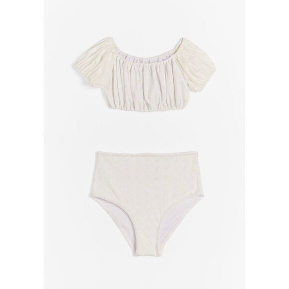 NEW Anthropologie Faithfull Bonnieux White Eyelet High Waist Bikini Bottom Small - Picture 3 of 3